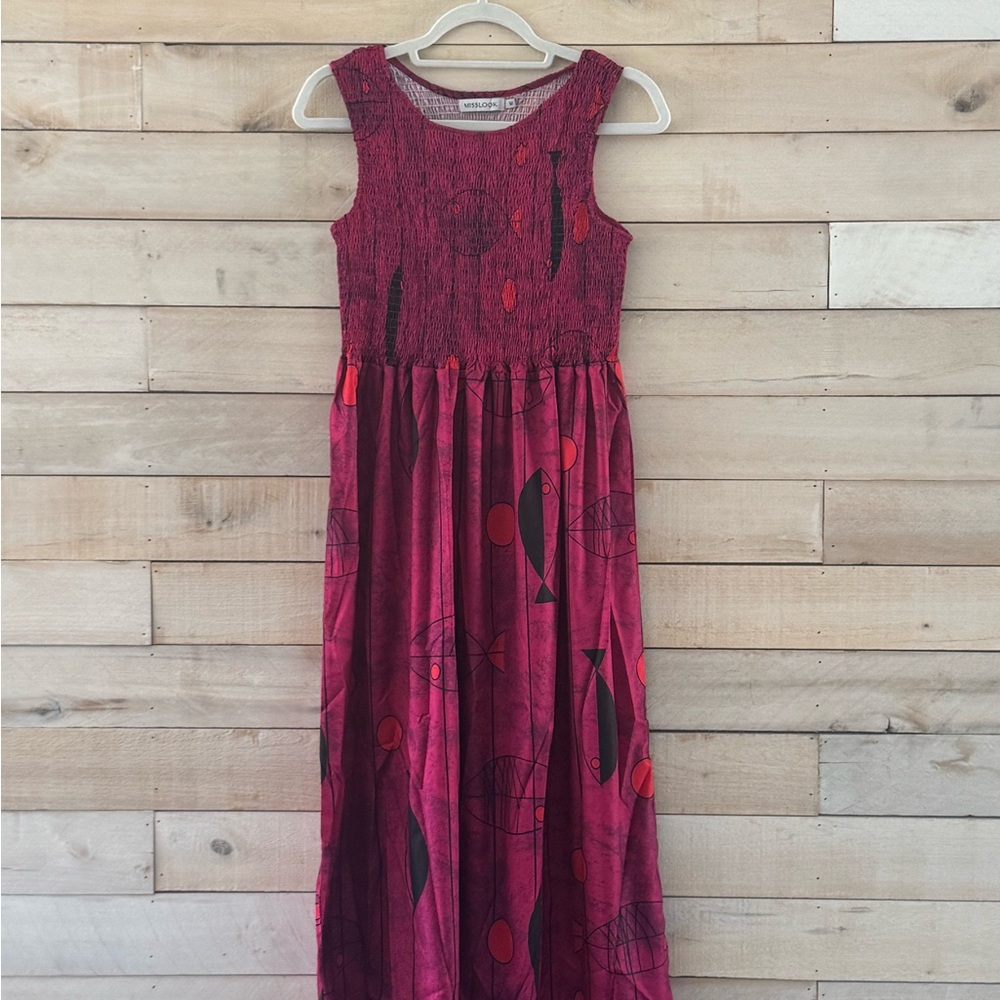 MISSLOOK Red and Black Midi Dress